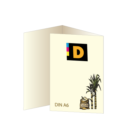 Falzflyer 6-Seiter aus Zuckerrohr | DIN A6 | beidseitig bedruckt