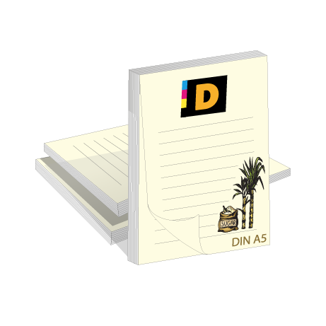 Block ohne Deckblatt aus Zuckerrohr | DIN A5 mit 30 Blatt | einseitig bedruckt