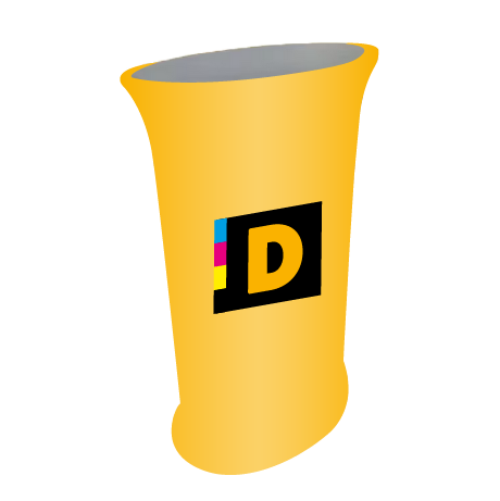 Messetheke ZIPP | B 56,5 cm x H 102 cm x T 39,7 cm | bedruckt